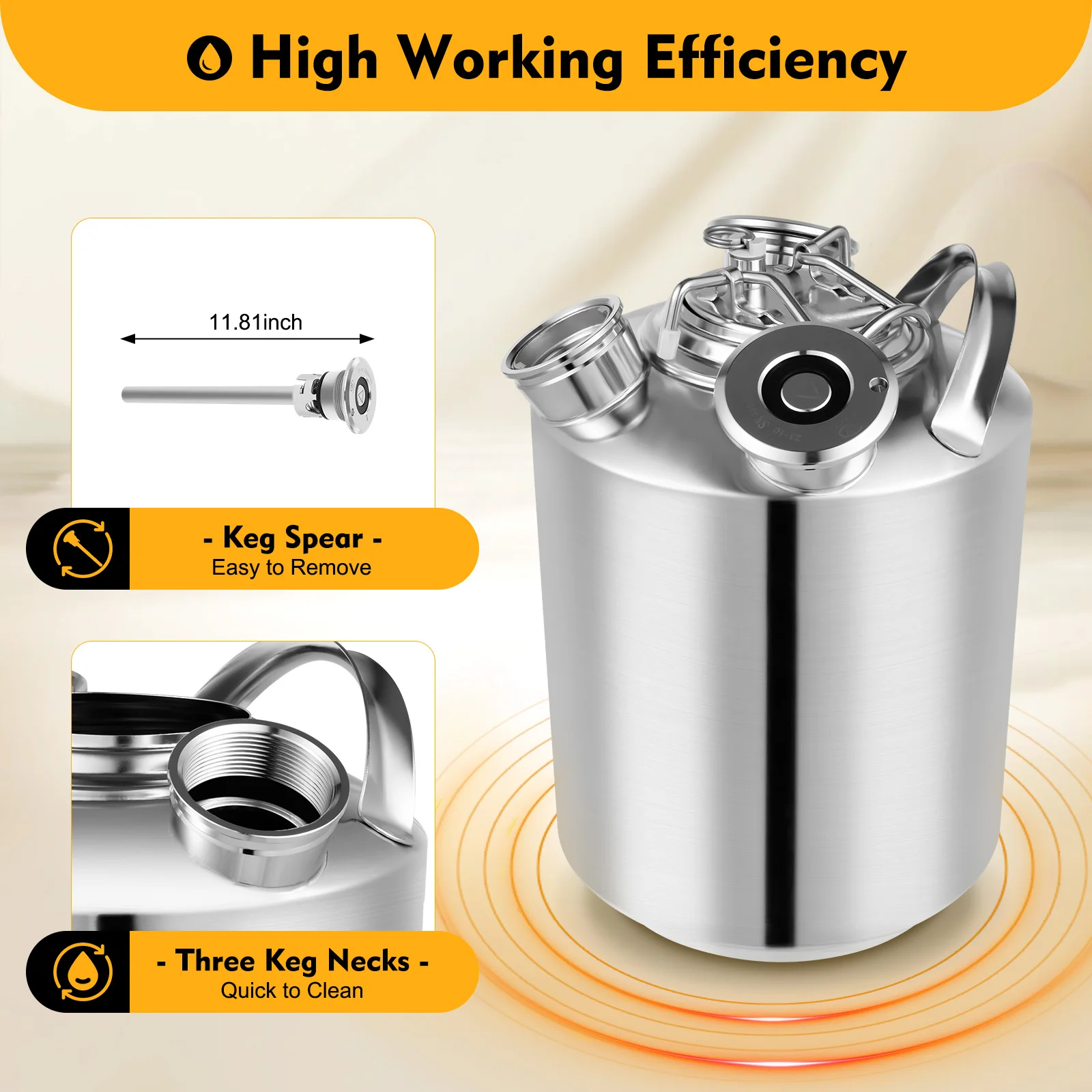 Portable 2.6-gallon Beer Cleaning Keg Draft Beer Machines Milk Tea Machines Anti-leakage Beer Line Cleaning Kit