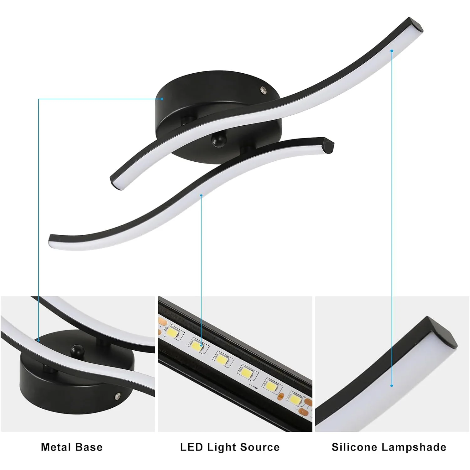 Modern LED Ceiling Light,12W LED Ceiling Lamp,Indoor Acrylic Ceiling Lighting,6500K Cool White Light for Bedroom,Living Room