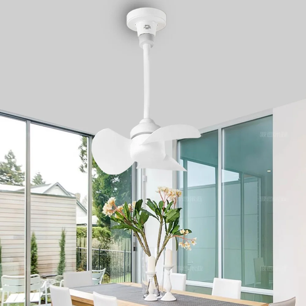 Modern LED Ceiling Fan E27 Base/USB Light Bulb Fan with Socket Hose Extender Small Ceiling Fan Light for Bedroom Living Room