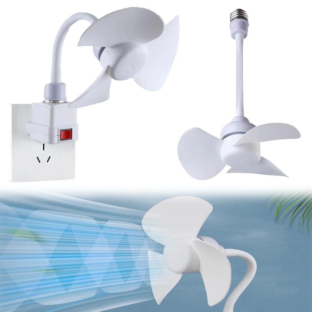 Modern LED Ceiling Fan E27 Base/USB Light Bulb Fan with Socket Hose Extender Small Ceiling Fan Light for Bedroom Living Room