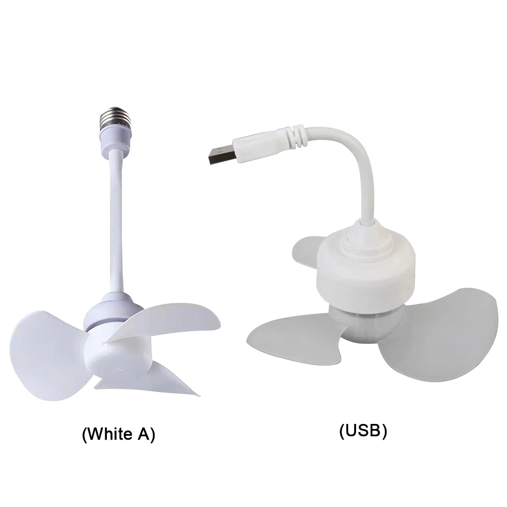 Modern LED Ceiling Fan E27 Base/USB Light Bulb Fan with Socket Hose Extender Small Ceiling Fan Light for Bedroom Living Room