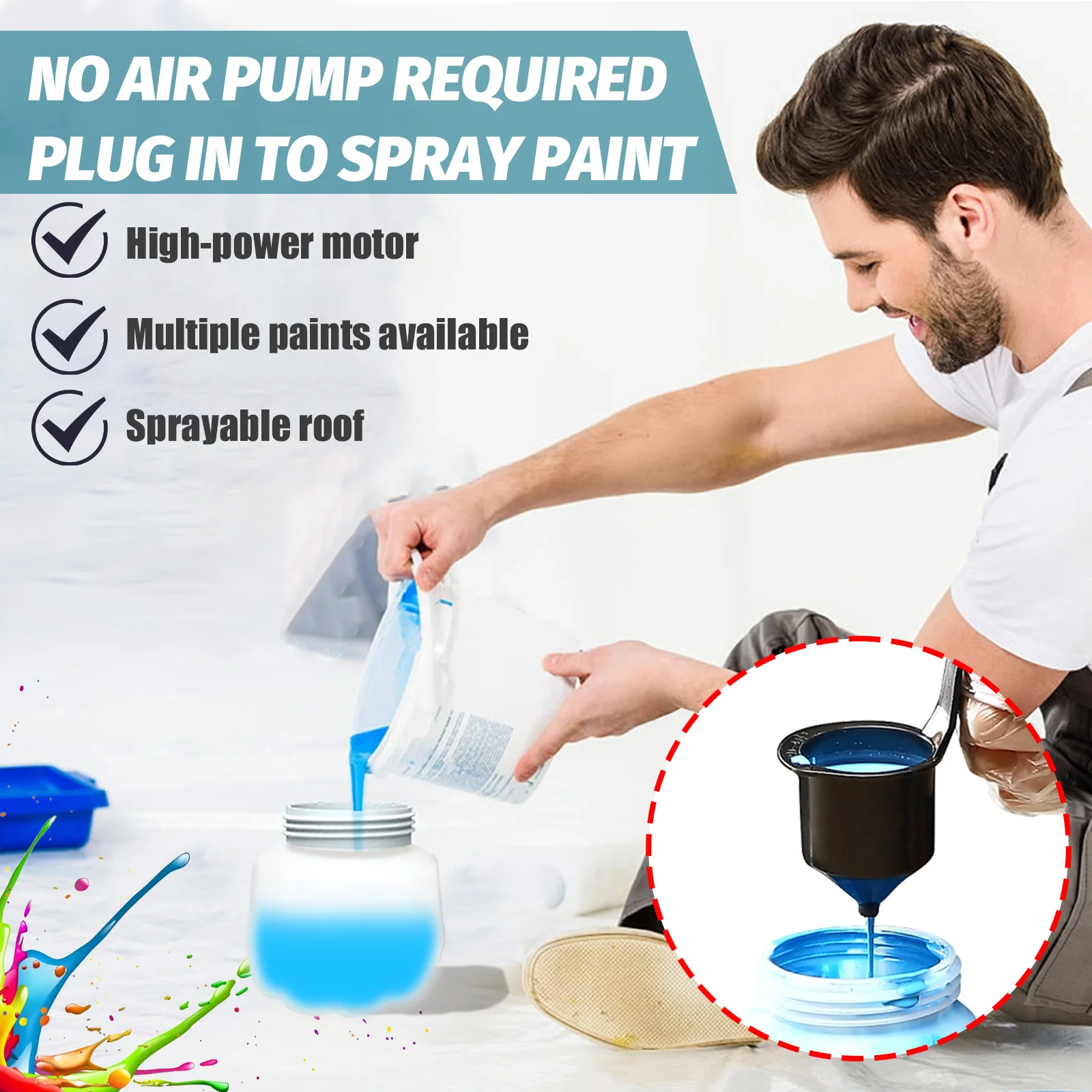 Electric Paint Sprayer Cordless Compatible with Makita 18V With 1000 ml Container, 3 Spray Modes, 4 Nozzles HVLP (Body Only)