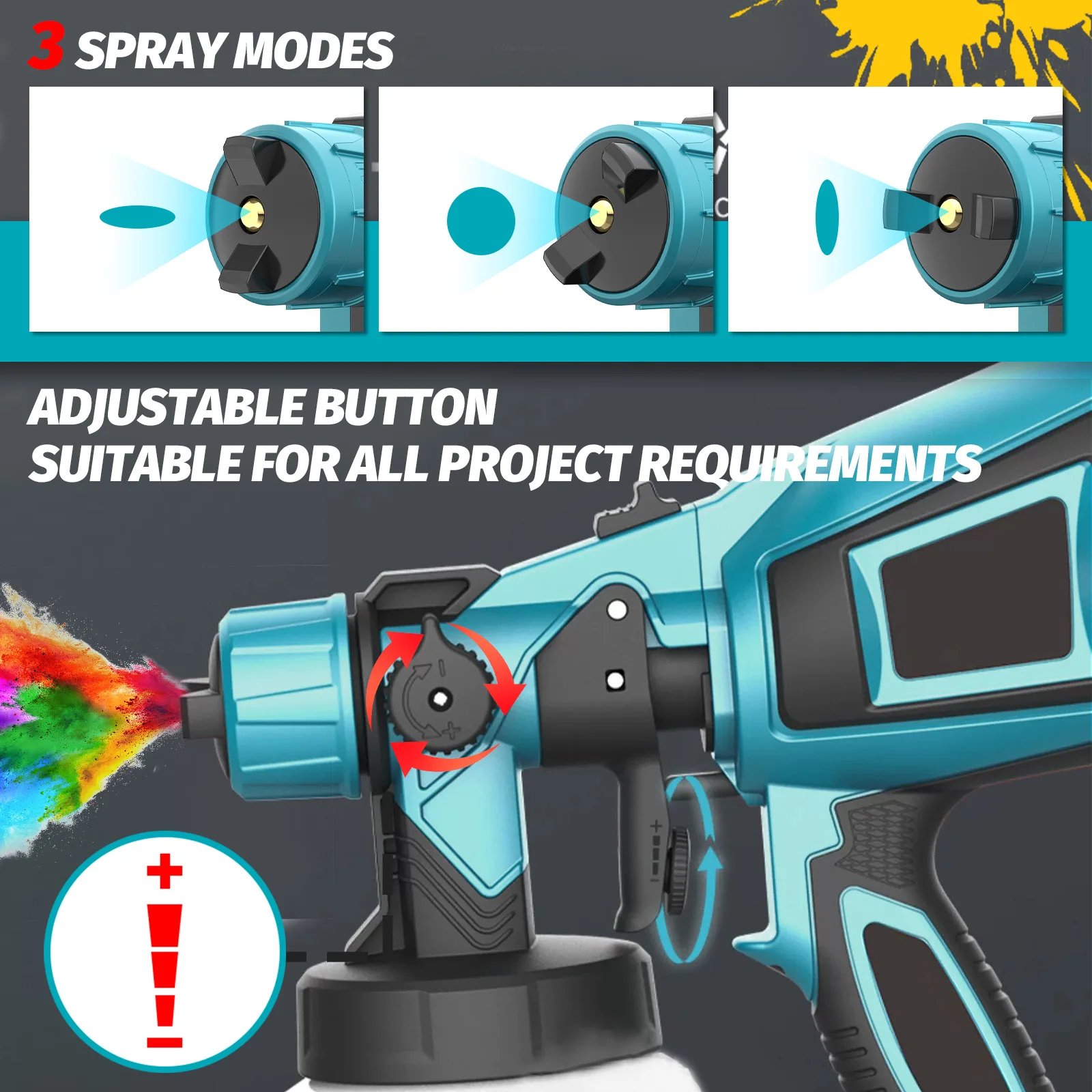 Electric Paint Sprayer Cordless Compatible with Makita 18V With 1000 ml Container, 3 Spray Modes, 4 Nozzles HVLP (Body Only)