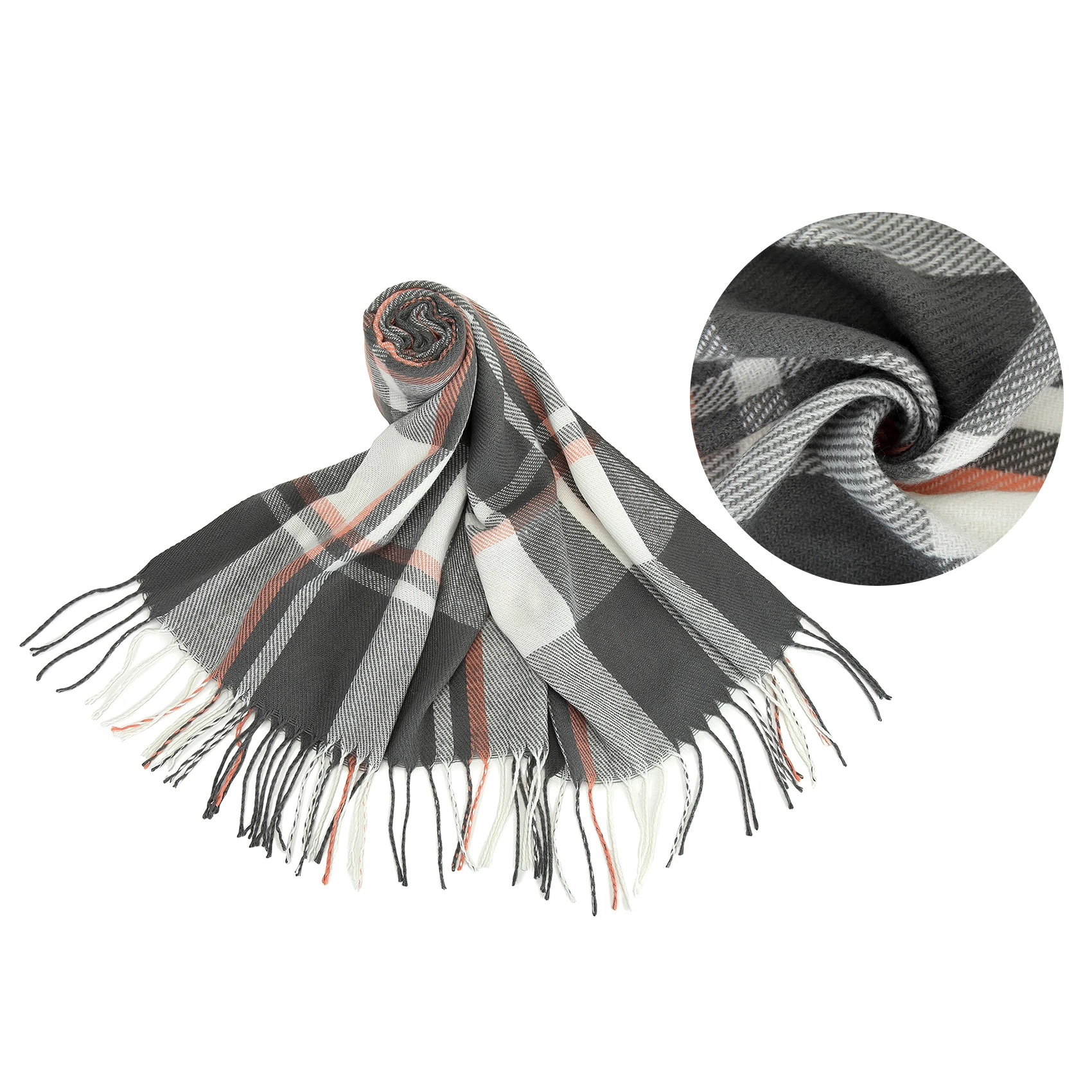 Miss Lulu Scarf for Men Plaid Check Winter Warm Soft Wool Scarves with Tassel Large Tartan Wrap