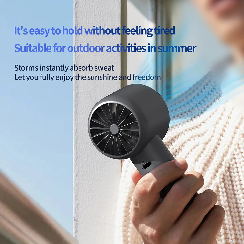 Handheld Mini Fan Portable USB Rechargeable Personal Fan 5 Speeds Fan With Digital Display Cooling Turbo Fan For Outdoor Office