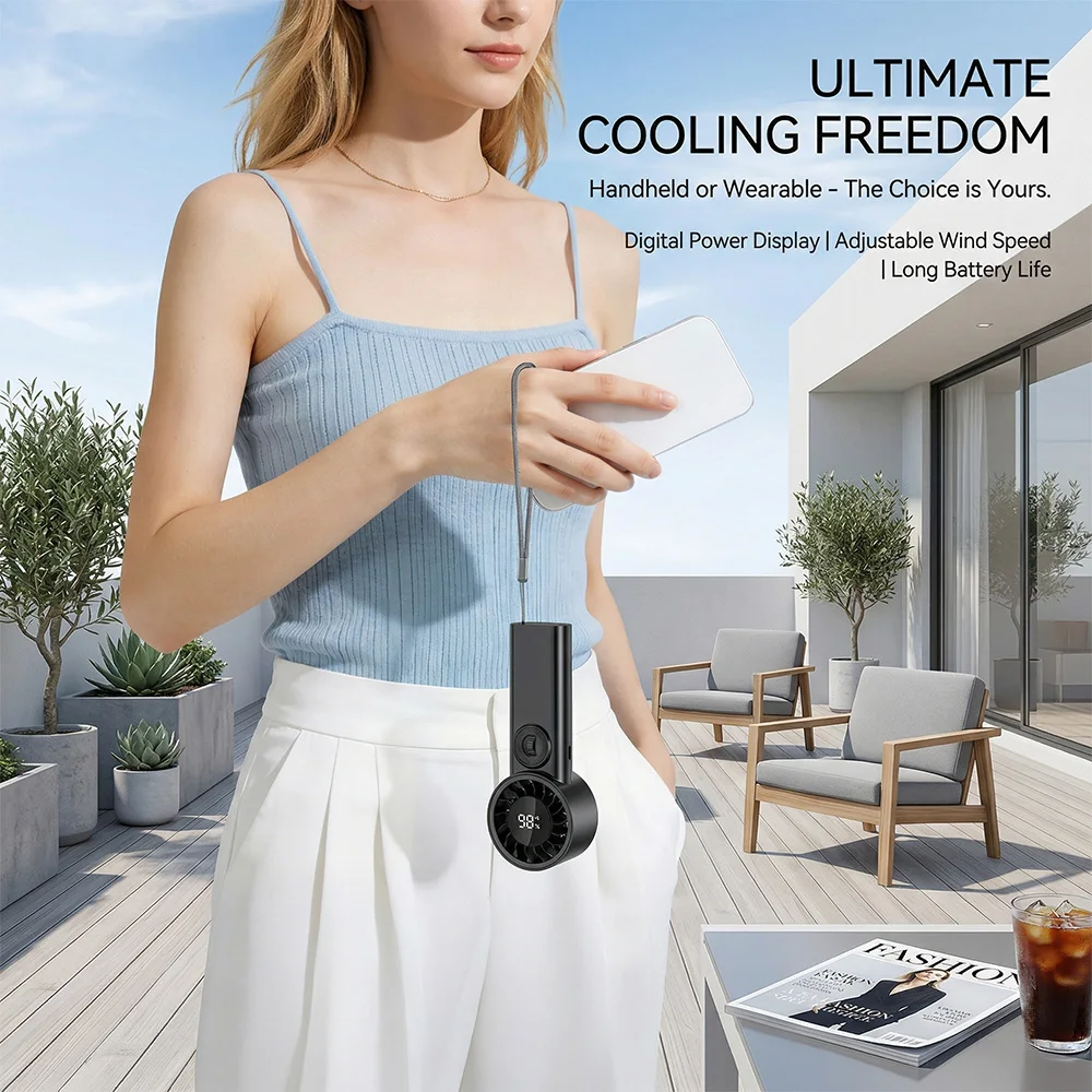 Handheld Mini Fan Portable USB Rechargeable Personal Fan 5 Speeds Fan With Digital Display Cooling Turbo Fan For Outdoor Office