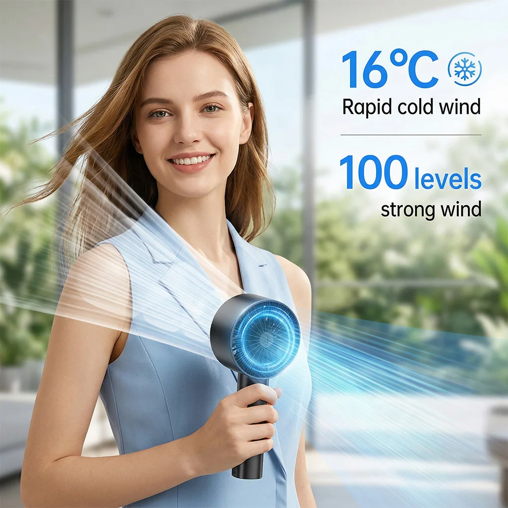 Handheld Mini Fan Portable USB Rechargeable Personal Fan 5 Speeds Fan With Digital Display Cooling Turbo Fan For Outdoor Office