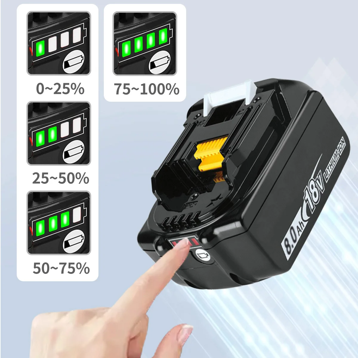 2X 8.0Ah Replace For Makita BL1860 BL1850 18V Li-ion LXT Battery BL1850B BL1830 BL1860B