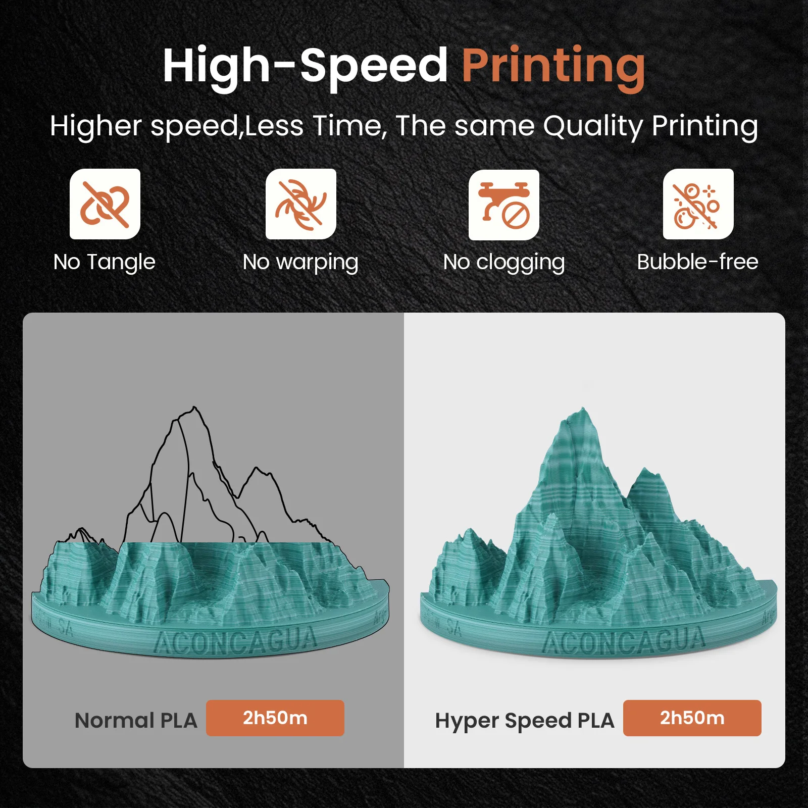 ERYONE Matte Rock Rainbow 3D Printer PLA, Matte Multicolor Filament PLA (2.2LBS) Spool, High Speed Printing Twist Rainbow
