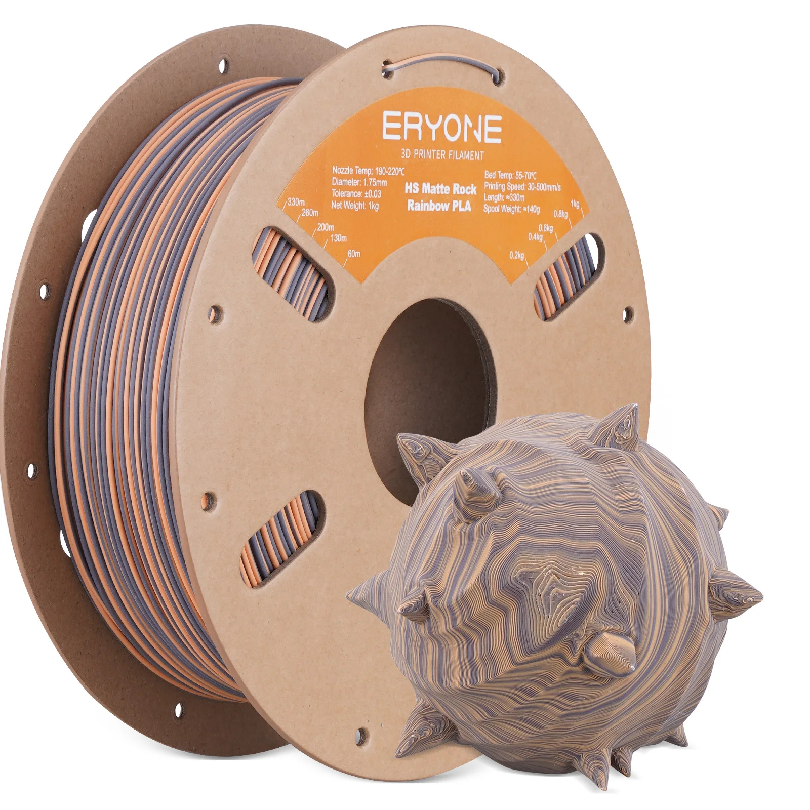 ERYONE Matte Rock Rainbow 3D Printer PLA, Matte Multicolor Filament PLA (2.2LBS) Spool, High Speed Printing Twist Rainbow