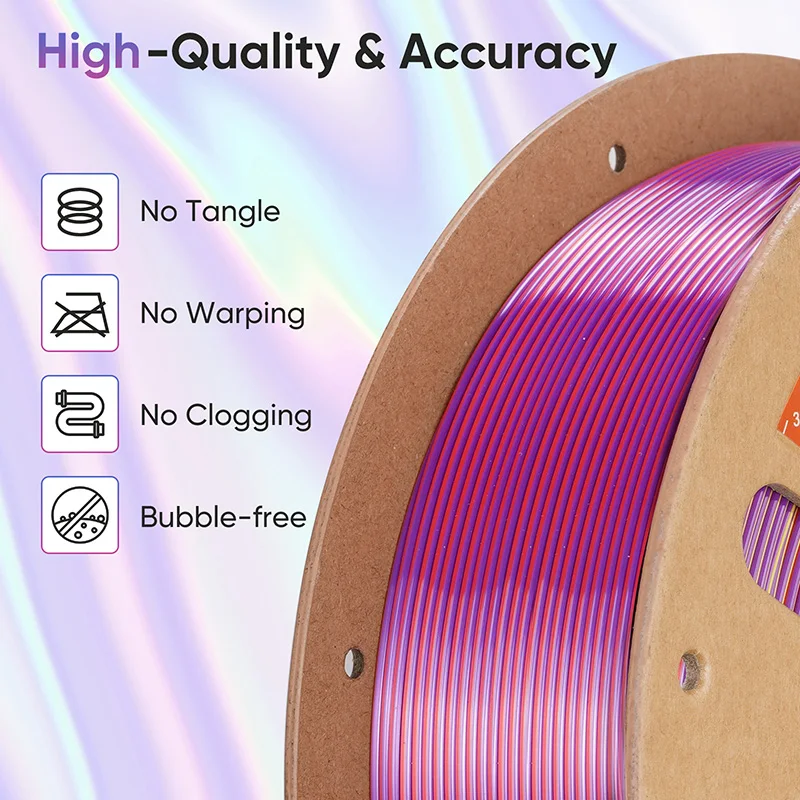 ERYONE 1KG/3KG HS Silk Quadruple Color PLA Filament 3D Printer 1.75mm +/- 0.03mm, Hyper Speed Coextrusion Filament PLA 1KG/3KG