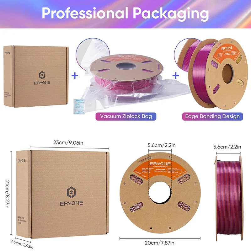 ERYONE 1KG/3KG HS Silk Quadruple Color PLA Filament 3D Printer 1.75mm +/- 0.03mm, Hyper Speed Coextrusion Filament PLA 1KG/3KG