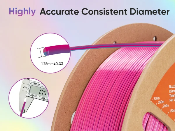 ERYONE 1KG/3KG HS Silk Quadruple Color PLA Filament 3D Printer 1.75mm +/- 0.03mm, Hyper Speed Coextrusion Filament PLA 1KG/3KG