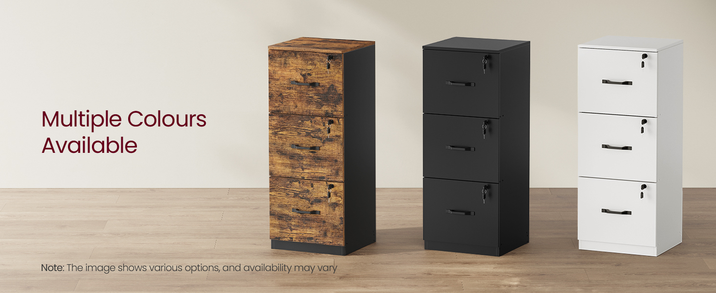 VASAGLE 3-Drawer Vertical File Cabinet, Filing Cabinet for Home Office, with 3 Lockable Drawers