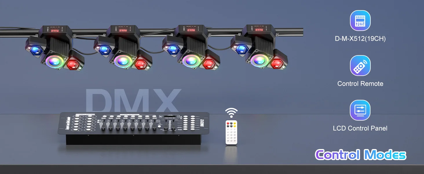 LeLeght Two-armed Stage Light RGBW 4-IN-1 Lighting Effect and Starry Effect Controlled DMX512 For Party Concert Church Wedding