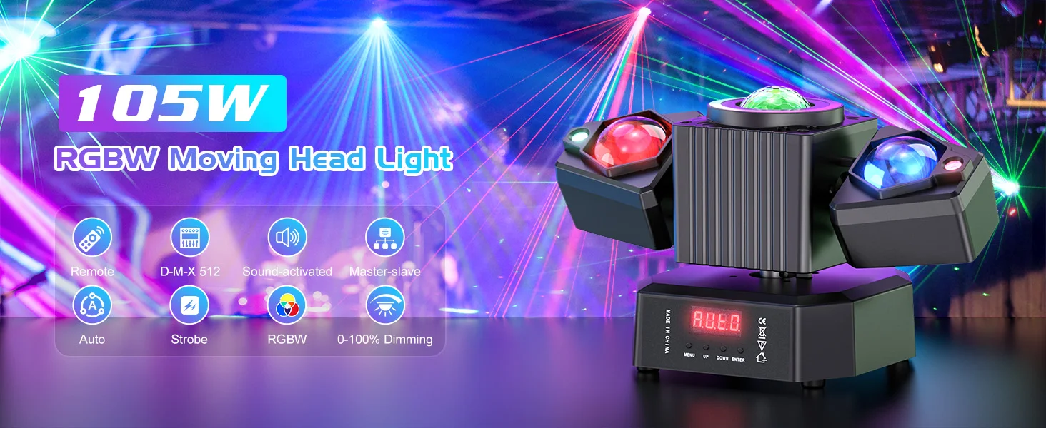 LeLeght Two-armed Stage Light RGBW 4-IN-1 Lighting Effect and Starry Effect Controlled DMX512 For Party Concert Church Wedding