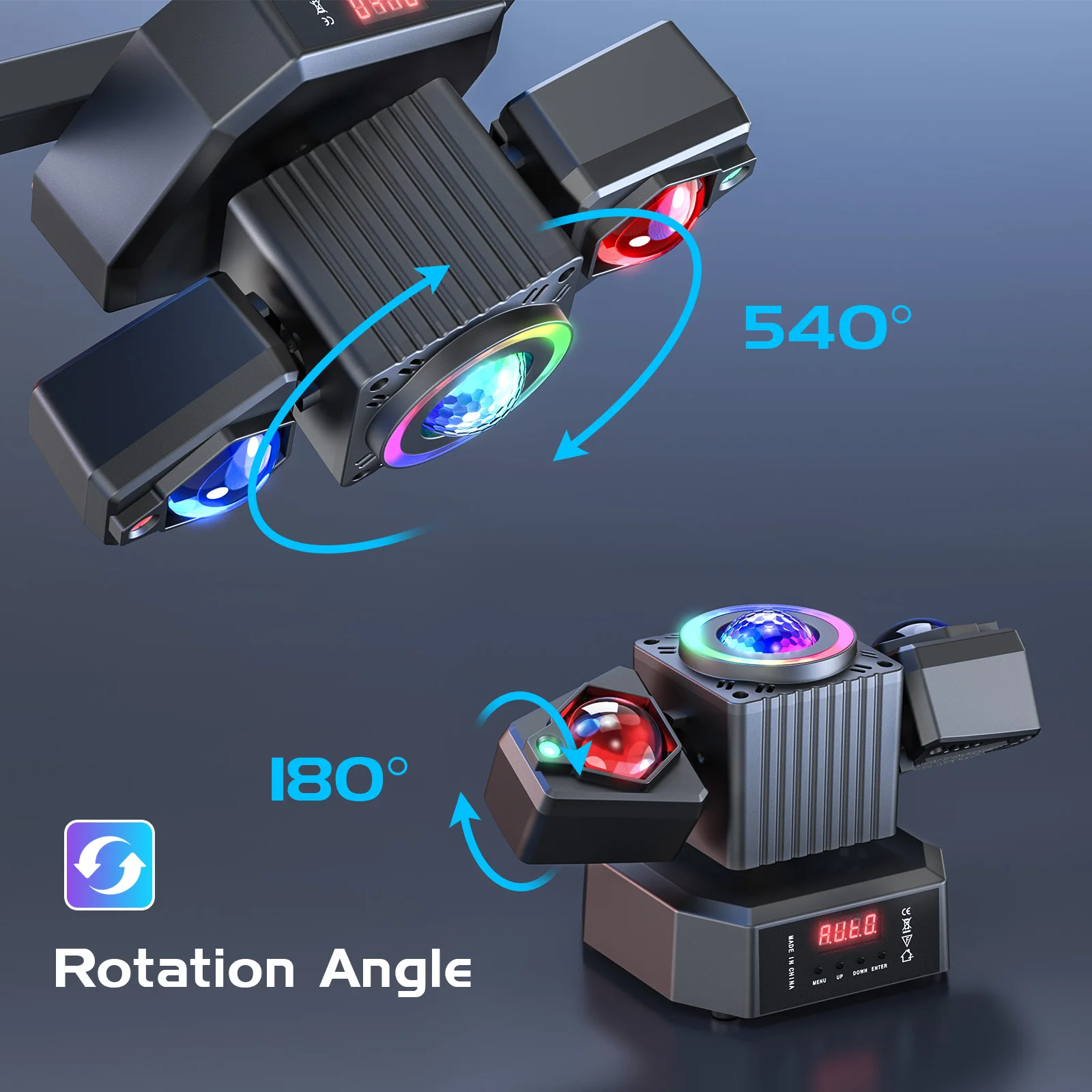 LeLeght Two-armed Stage Light RGBW 4-IN-1 Lighting Effect and Starry Effect Controlled DMX512 For Party Concert Church Wedding