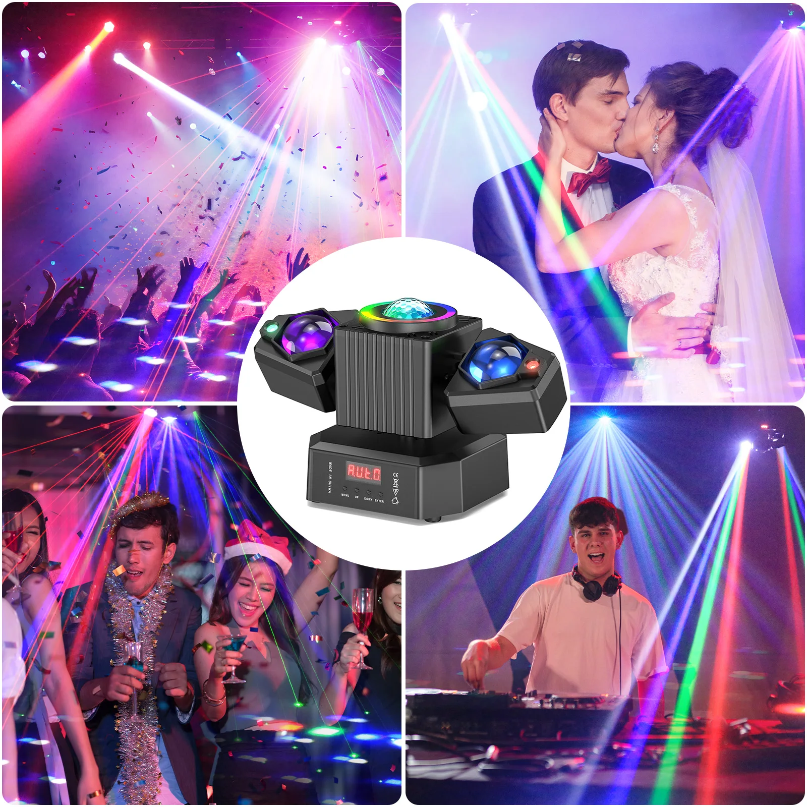 LeLeght Two-armed Stage Light RGBW 4-IN-1 Lighting Effect and Starry Effect Controlled DMX512 For Party Concert Church Wedding