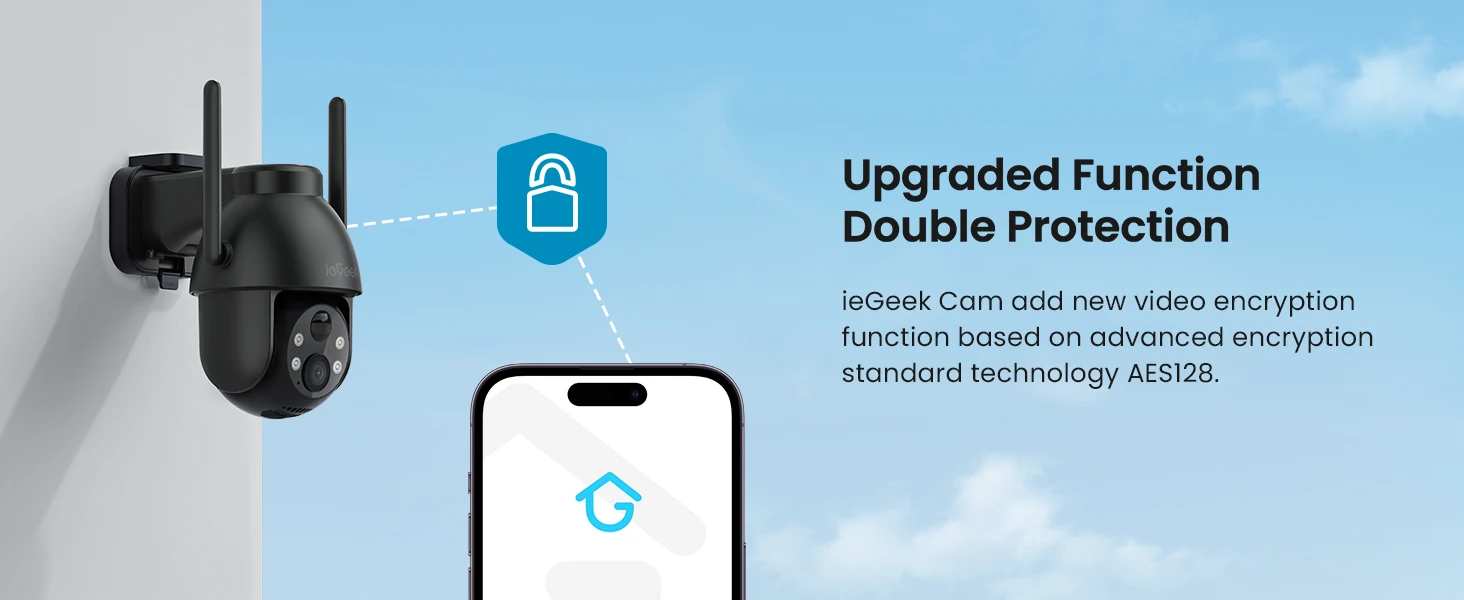 ieGeek 2K WiFi Solar Security Camera Outdoor Wireless, Battery Powered 3MP Surveillance Cam with 360° PTZ Color Night Vision
