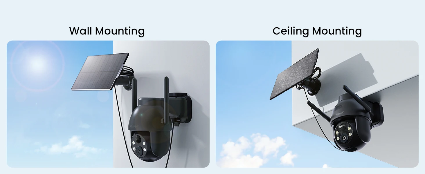 ieGeek 2K WiFi Solar Security Camera Outdoor Wireless, Battery Powered 3MP Surveillance Cam with 360° PTZ Color Night Vision