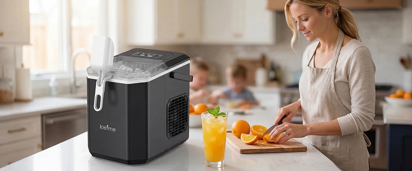 Loefme Ice Maker Cubes Machine Small Automatic Cleaning Bullet Shaped Ice Makers Fast Ice Making For Households Caffee Camping