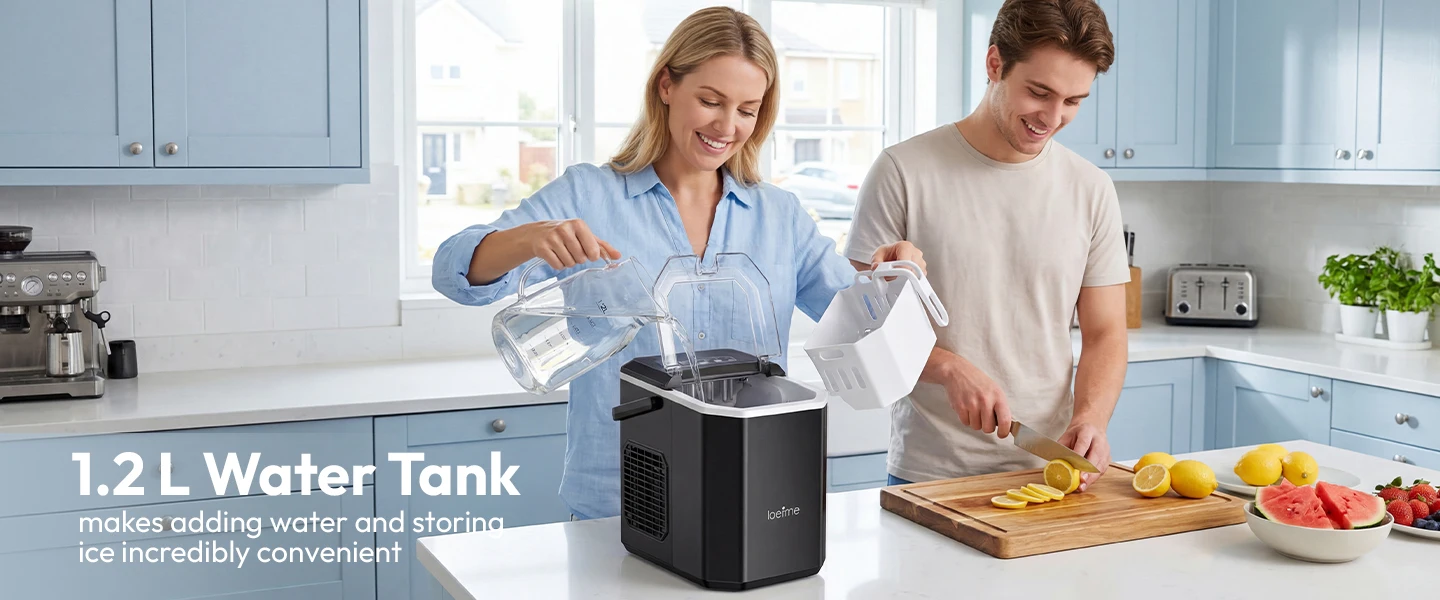 Loefme Ice Maker Cubes Machine Small Automatic Cleaning Bullet Shaped Ice Makers Fast Ice Making For Households Caffee Camping