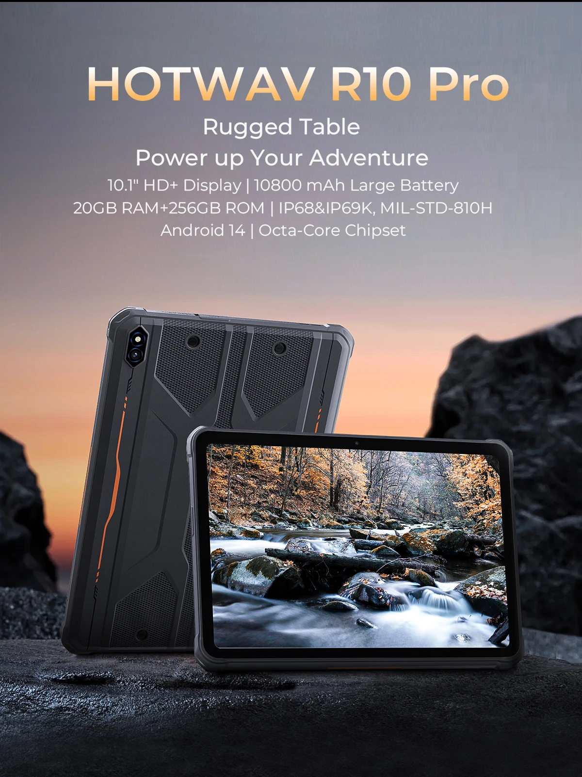 [Ship From Germany] HOTWAV R10 Pro Rugged Tablet 10.1'' HD+ Display 10800mAh Battery Android 14 8GB 256GB 13MP 4G Global Tablet
