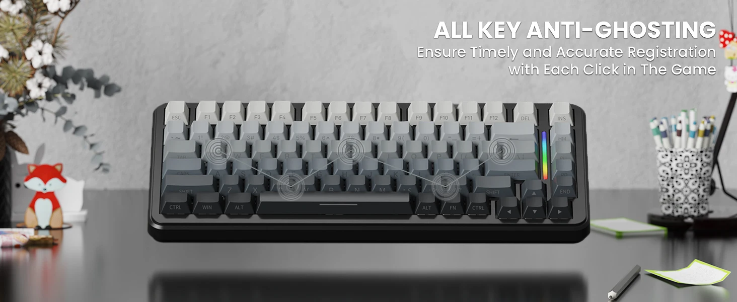 ATTACK SHARK M86 Wireless Mechanical Gaming Keyboard, 75% Gasket Hot Swappable RGB Custom Keyboard, Side Printed PBT Keycaps