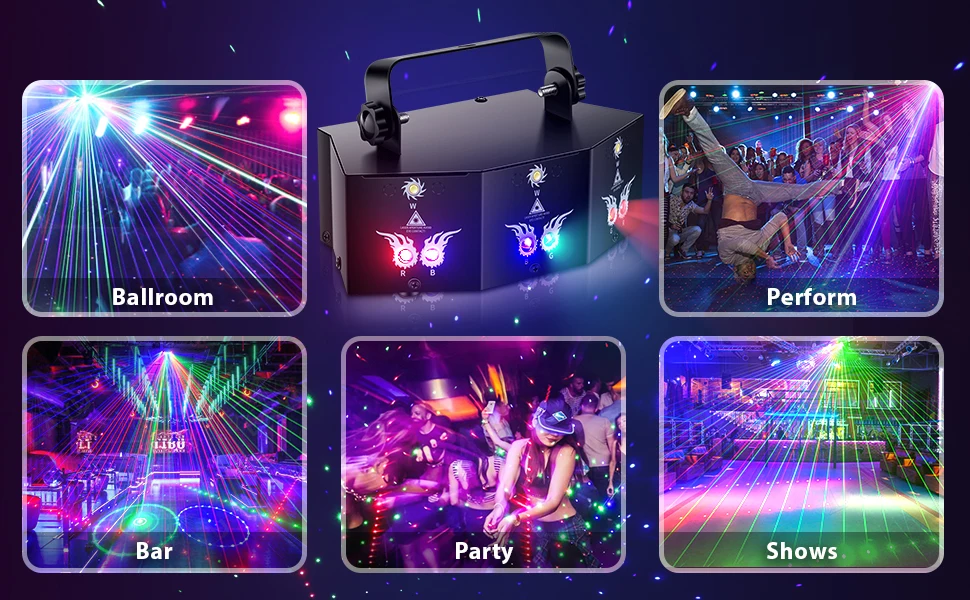 Datewink 9 Eyes RGB Stage Lights Effect 7CH DMX Control Stage Lighting Projector For DJ Disco Wedding Club Party Show Christmas