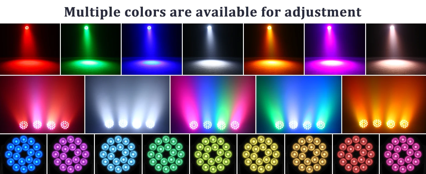 LeLeght 18LED Par Spotlights 200W LED Stage Light 4 in 1 RGBW Stage Lighting with DMX For DJ Disco Family Celebrations Churches