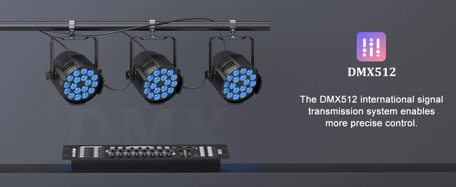 LeLeght 18LED Par Spotlights 200W LED Stage Light 4 in 1 RGBW Stage Lighting with DMX For DJ Disco Family Celebrations Churches