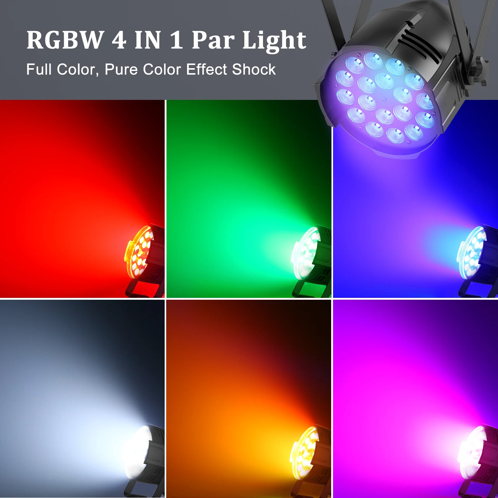 LeLeght 18LED Par Spotlights 200W LED Stage Light 4 in 1 RGBW Stage Lighting with DMX For DJ Disco Family Celebrations Churches