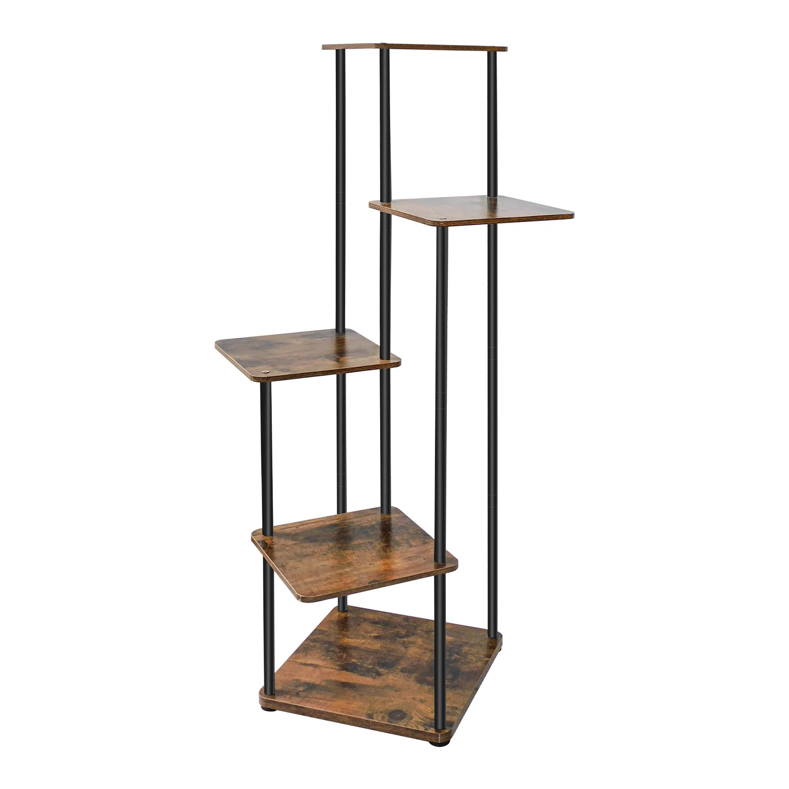 4/5/6 Tier Plant Stand Flower Display Rack, Heavy Duty and Stable, Metal Frame and Wooden Board, for Indoor Outdoor Garden