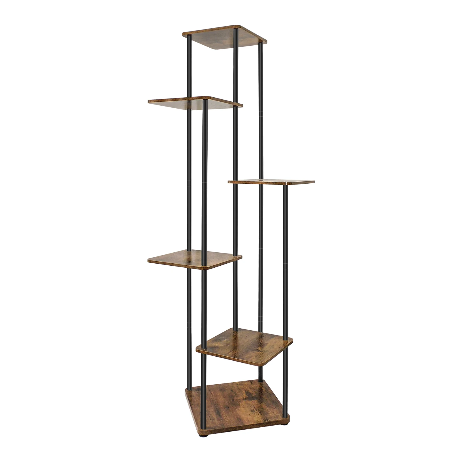 4/5/6 Tier Plant Stand Flower Display Rack, Heavy Duty and Stable, Metal Frame and Wooden Board, for Indoor Outdoor Garden