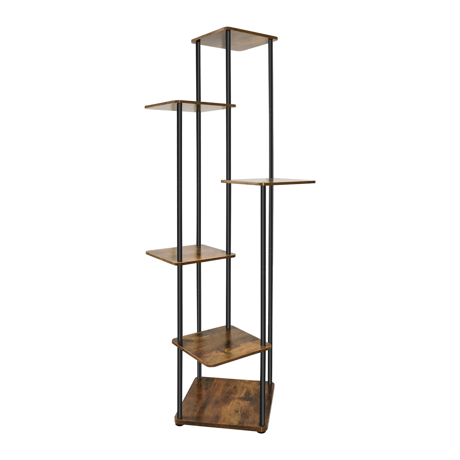 4/5/6 Tier Plant Stand Flower Display Rack, Heavy Duty and Stable, Metal Frame and Wooden Board, for Indoor Outdoor Garden