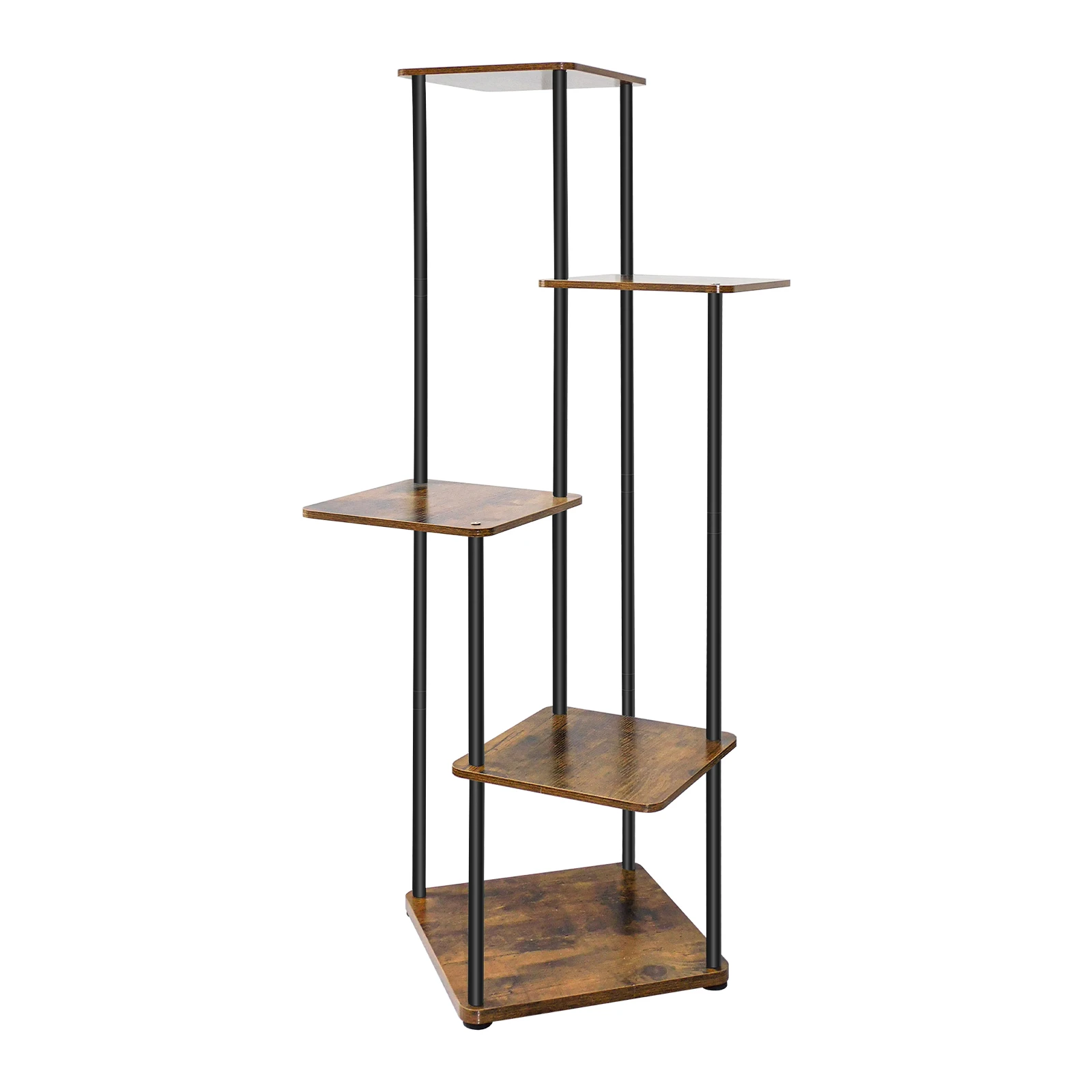 4/5/6 Tier Plant Stand Flower Display Rack, Heavy Duty and Stable, Metal Frame and Wooden Board, for Indoor Outdoor Garden