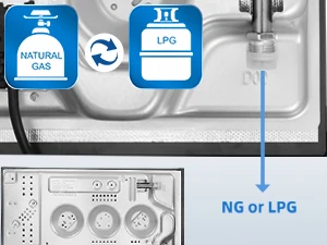 60cm 4 Burner Gas Hob with Wok Burner - 8060W Black Glass Cooker & Flame Failure Protection | NG/LPG Convertible for UK Kitchens