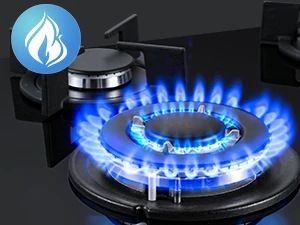 60cm 4 Burner Gas Hob with Wok Burner - 8060W Black Glass Cooker & Flame Failure Protection | NG/LPG Convertible for UK Kitchens