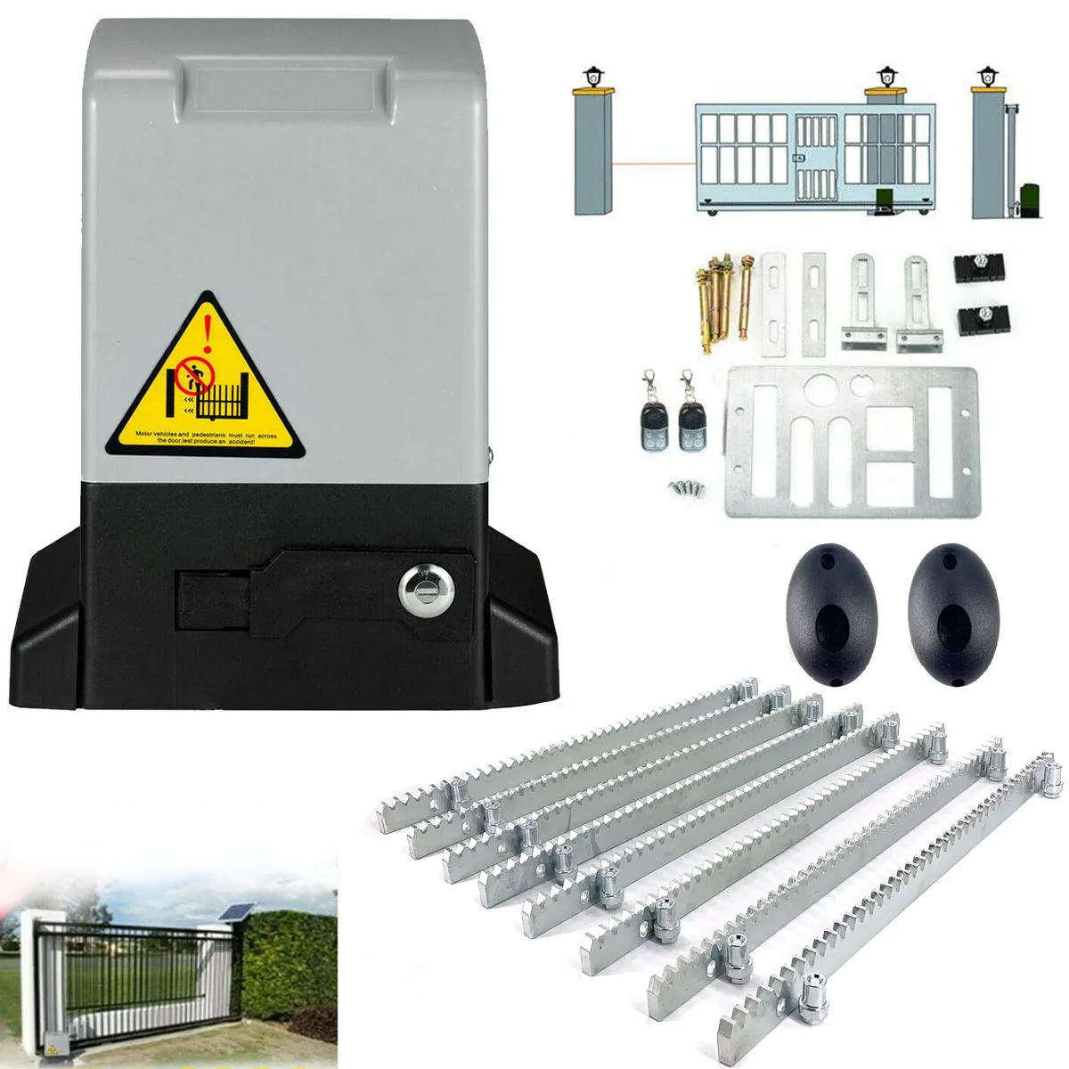 550W/370W/750W Electric Sliding Gate Opener AC Motor Gate Automatic Door Operators Heavy Duty Garage Door Opener Kit 2000KG