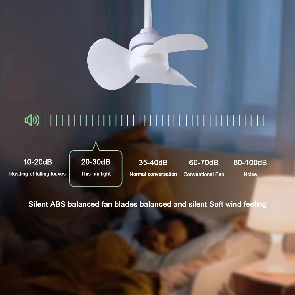 Modern LED Ceiling Fan E27 Base/USB Chandelier Ceiling Fan Hose Extender Light Bulb Fan with Socket for Bedroom Living Room