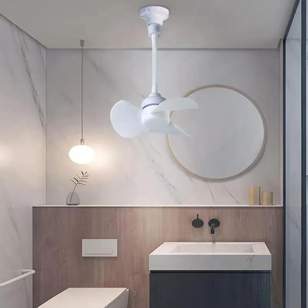 Modern LED Ceiling Fan E27 Base/USB Chandelier Ceiling Fan Hose Extender Light Bulb Fan with Socket for Bedroom Living Room