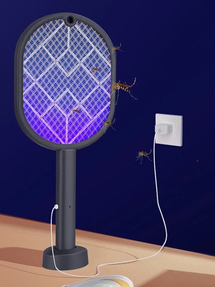 Electric Mosquito Killer 2-in-1 Mosquito Racket Insect Killer USB Charging Household Supplies for Home Bedroom Living Room