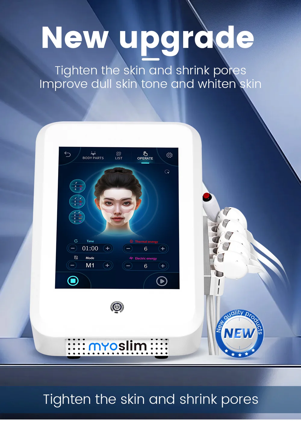 EMS RF PEFACE Professional Facial MYOslim Electrostimulation Machine Emrf Face Face Lifting Sculpt Face Pads Massager Device