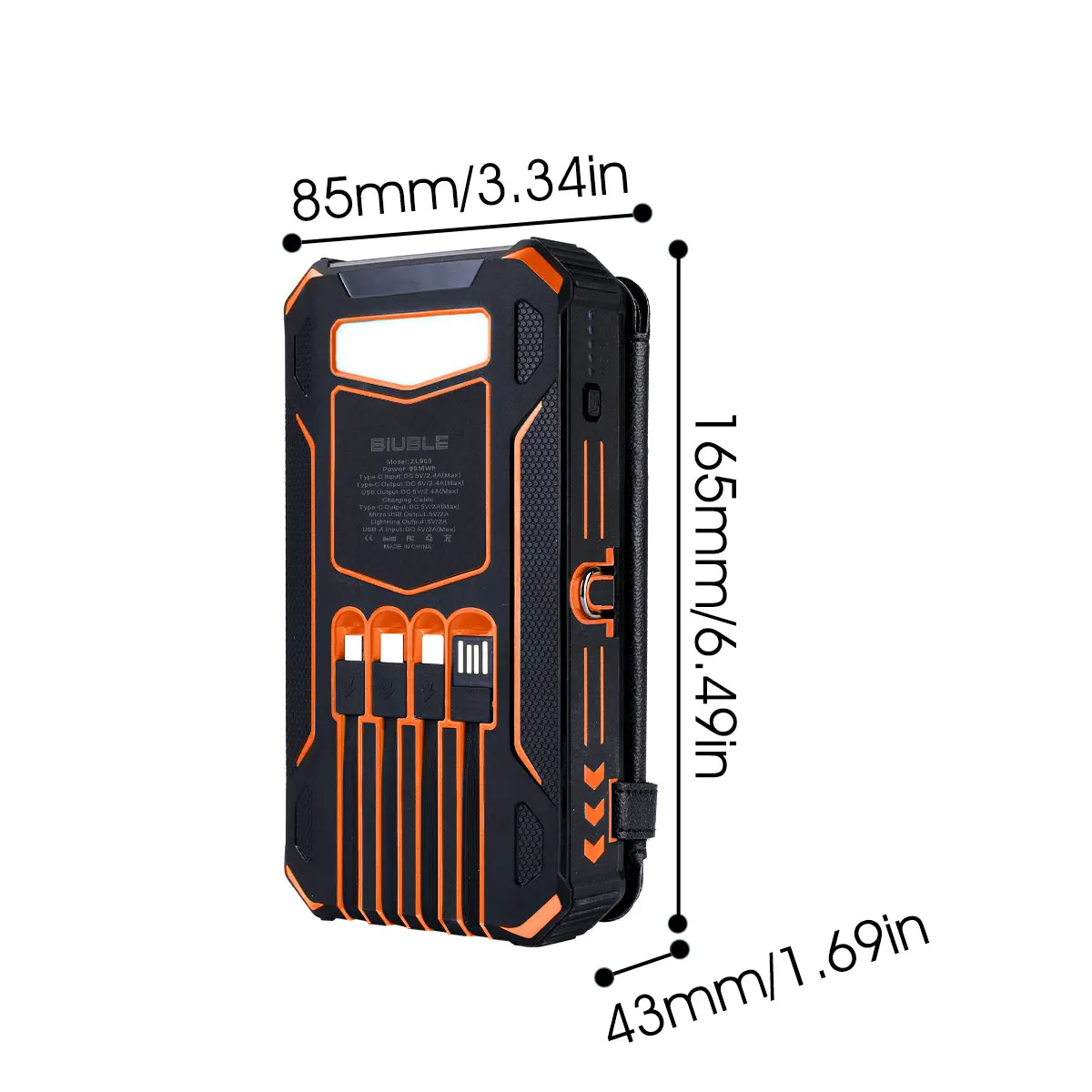 Solar Mobile Power Bank Portable Fast Charging 20000mAh With Wire Suitable for iPhone Xiaomi Huawei