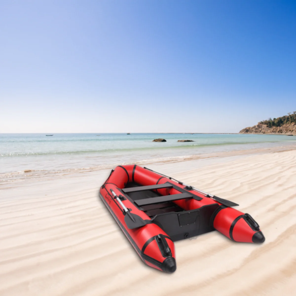 Camping Survivals 10ft PVC 330kg Water Adult Assault Boat Red Black