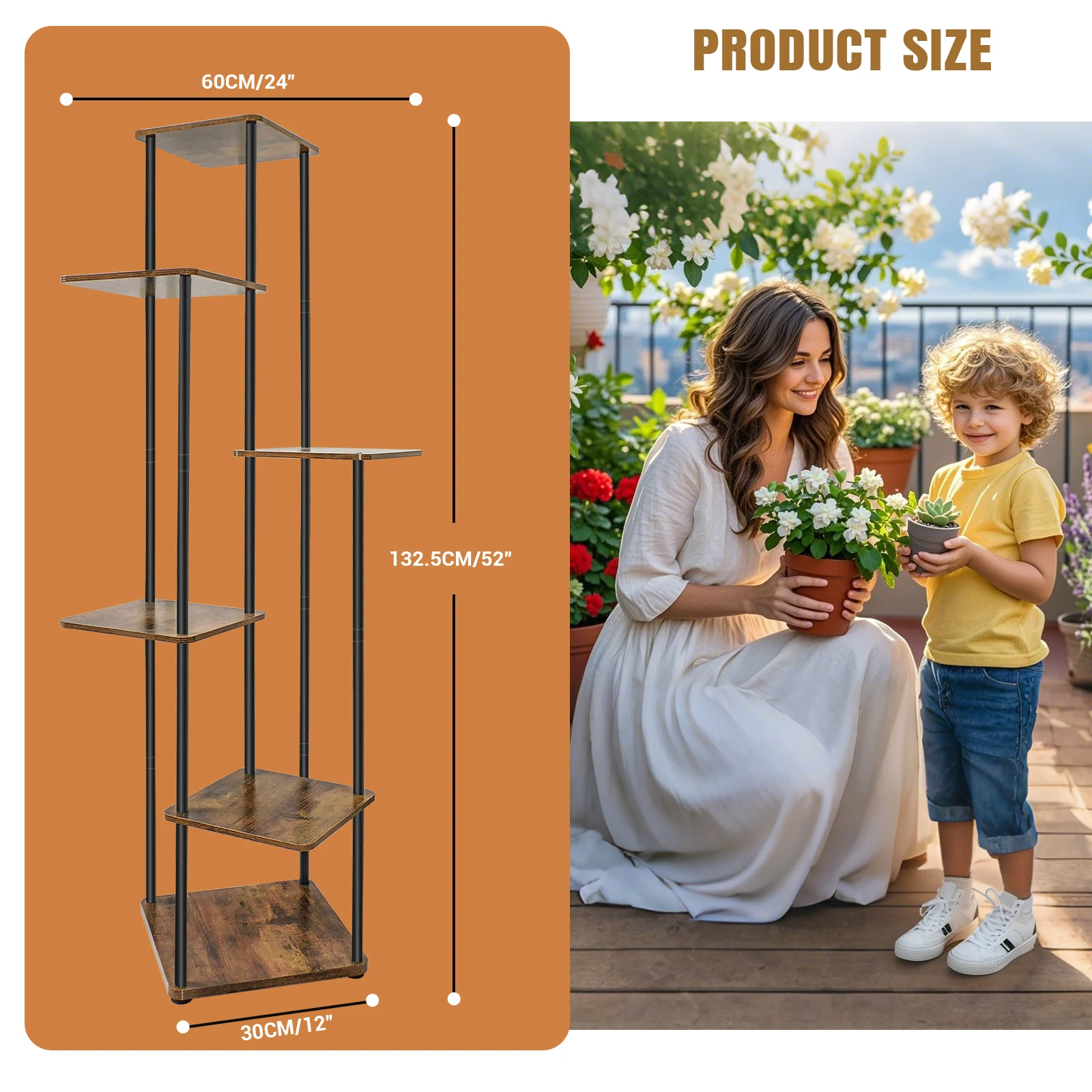 EFAN 4/5/6 Tier Plant Stand Indoor Metal Plant Shelf for Multiple Plants Small Corner Flower Stand for Patio Garden Balcony Home