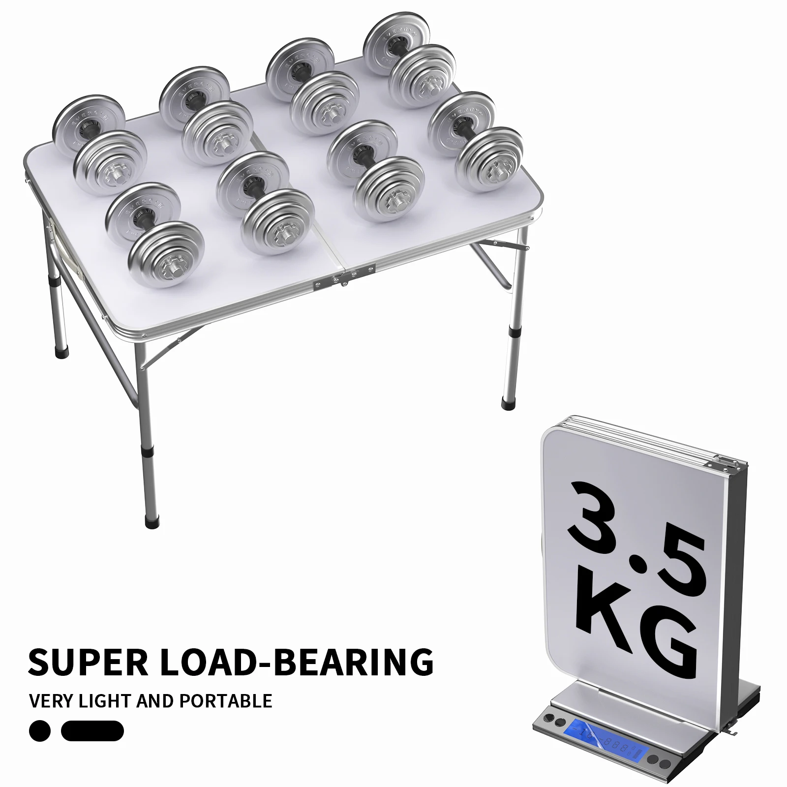 Folding Table Portable Foldable Camping Picnic Table, Extra Strength Aluminium Gardern Tables for Indoor Outdoor Party Dining
