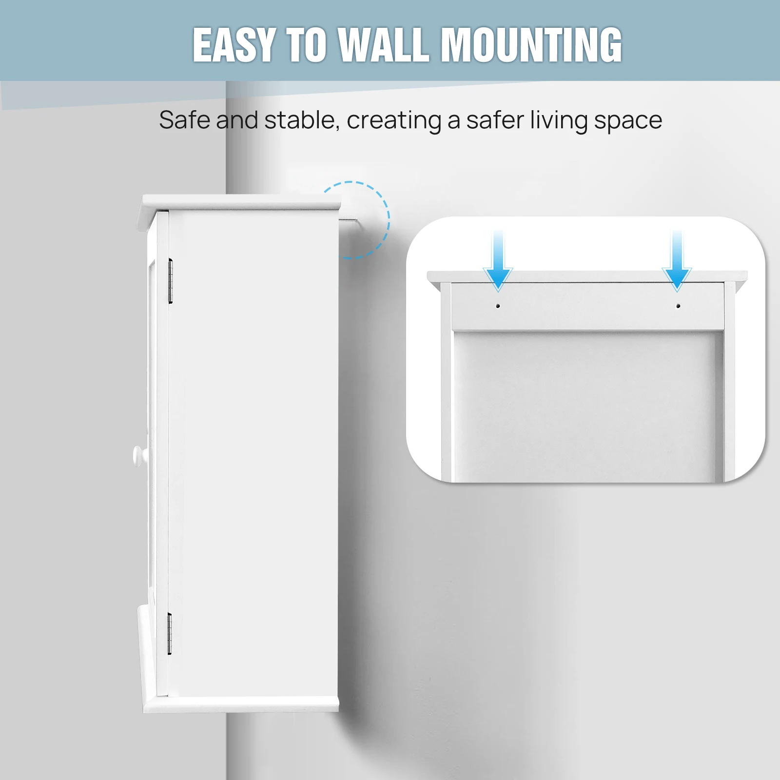 White Bathroom Cabinet Single Door Wall Mounted Bathroom Cabinet Wall Cabin et Medicine Cabinet Adjustable Shelves