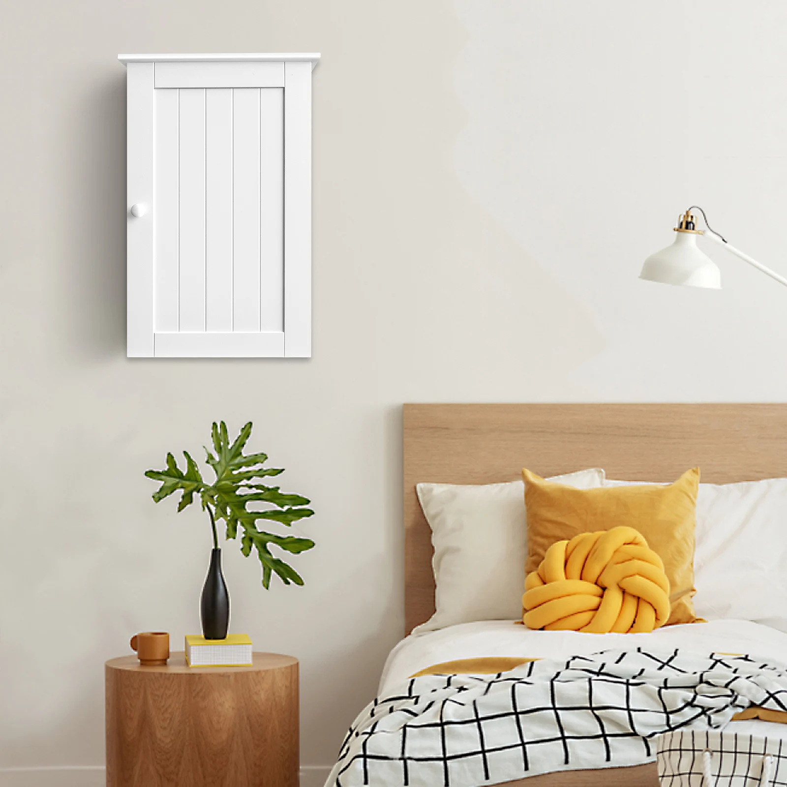 White Bathroom Cabinet Single Door Wall Mounted Bathroom Cabinet Wall Cabin et Medicine Cabinet Adjustable Shelves