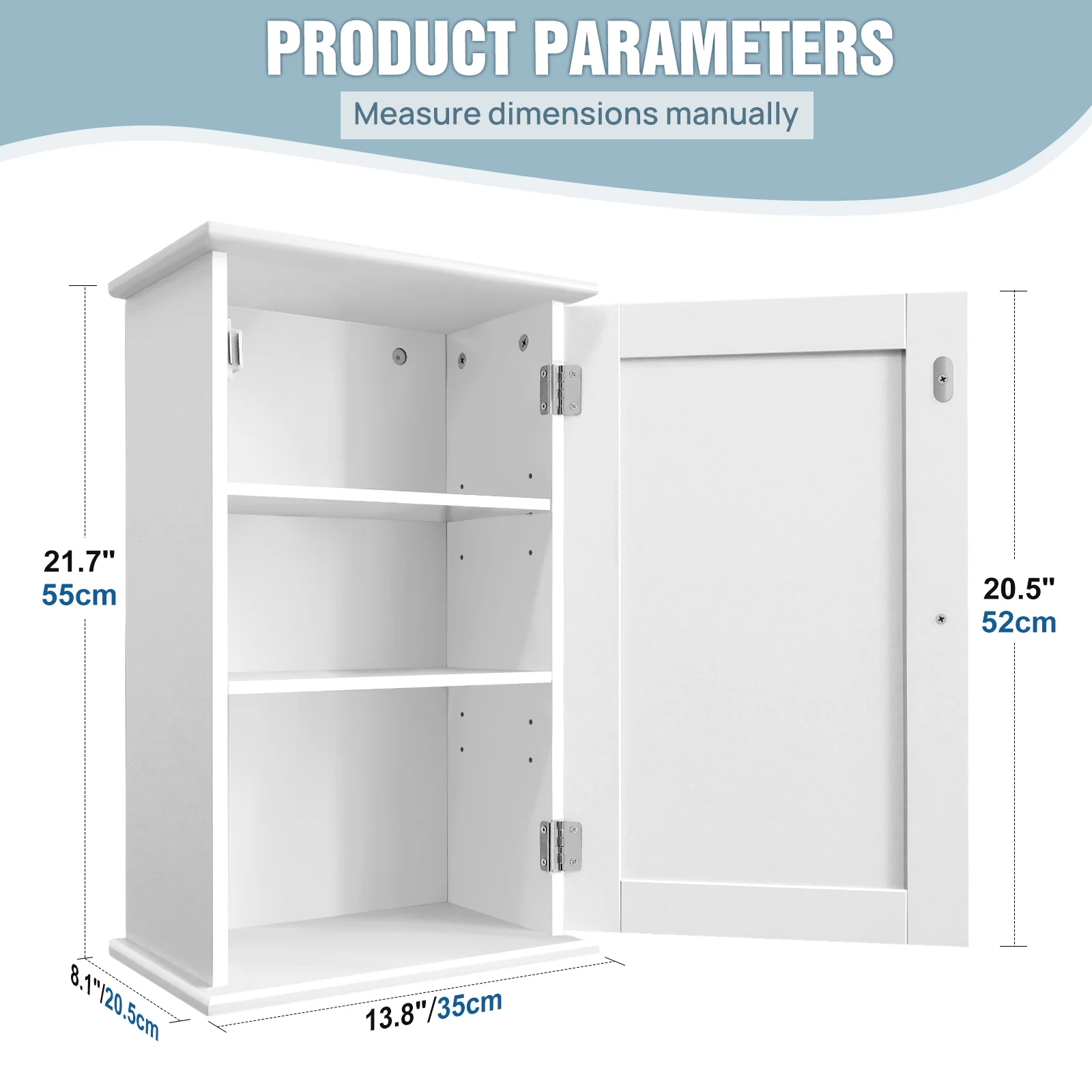 White Bathroom Cabinet Single Door Wall Mounted Bathroom Cabinet Wall Cabin et Medicine Cabinet Adjustable Shelves